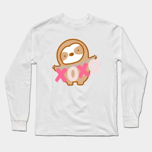 Cute Valentine’s Day XOXO Hugs and Kisses Sloth Long Sleeve T-Shirt